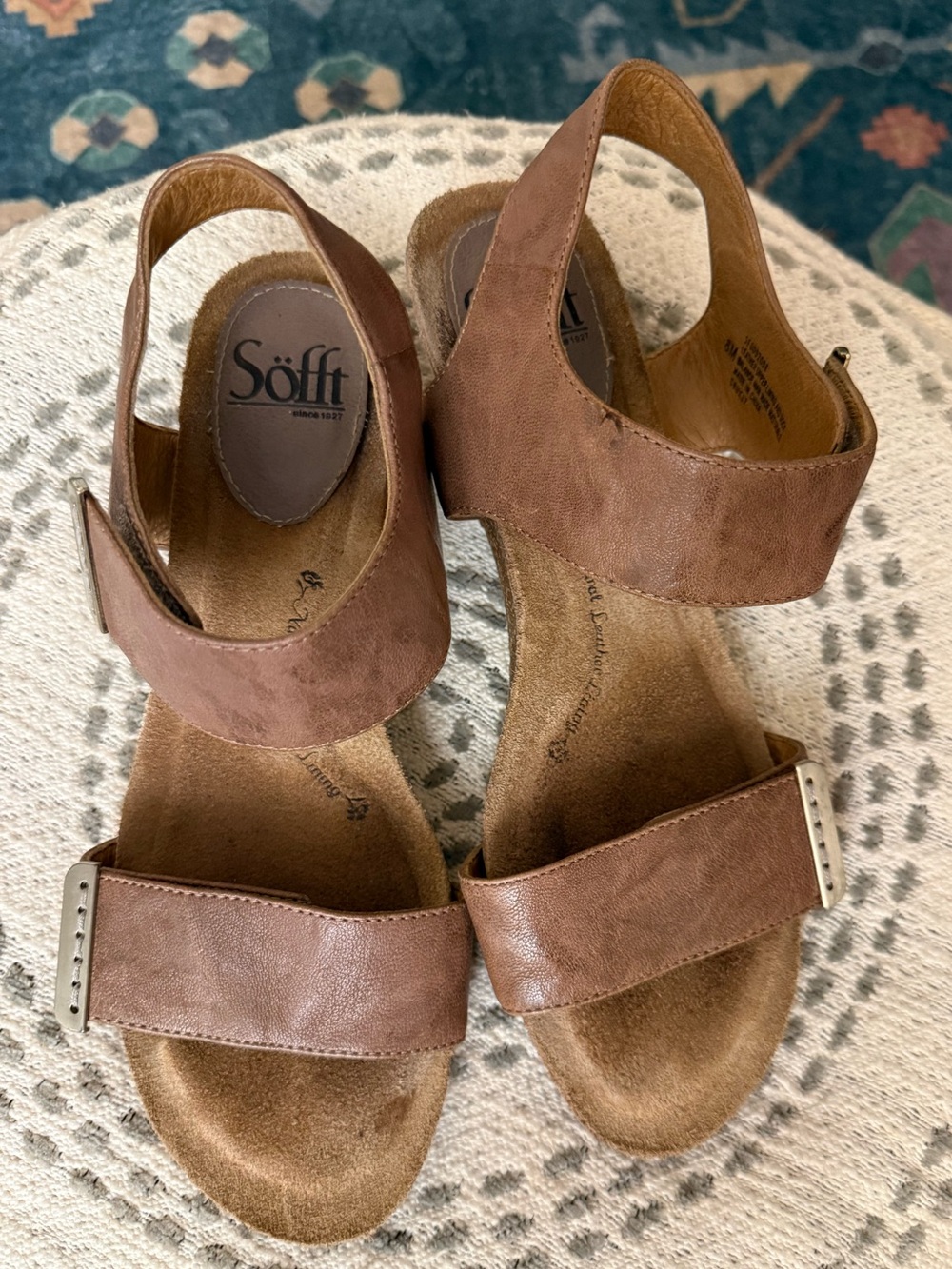 Söfft Tan Brown Leather Slingback Sandals